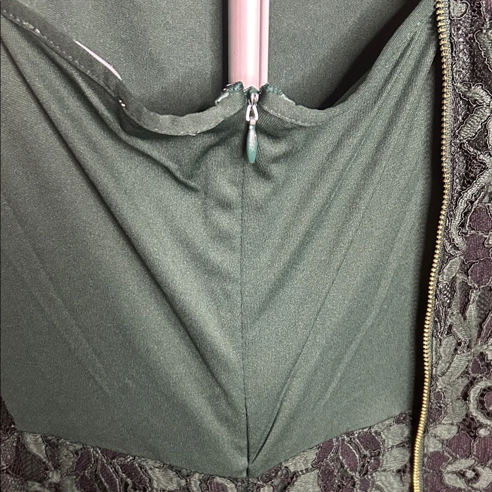 Calvin Klein Forest Green Lace Midi Dress with Slip - Picture 10 of 13
